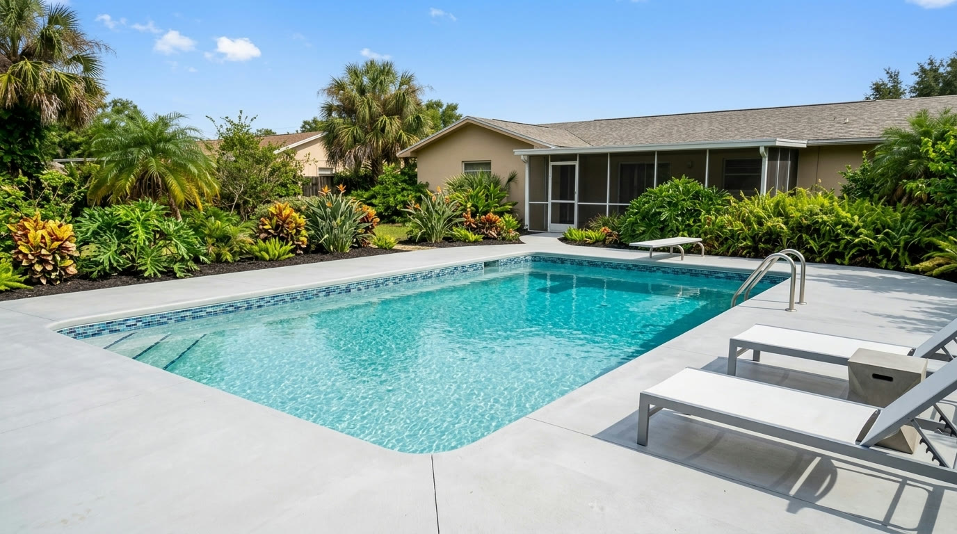Sparkling clean pool cared for by Phoenix Pools